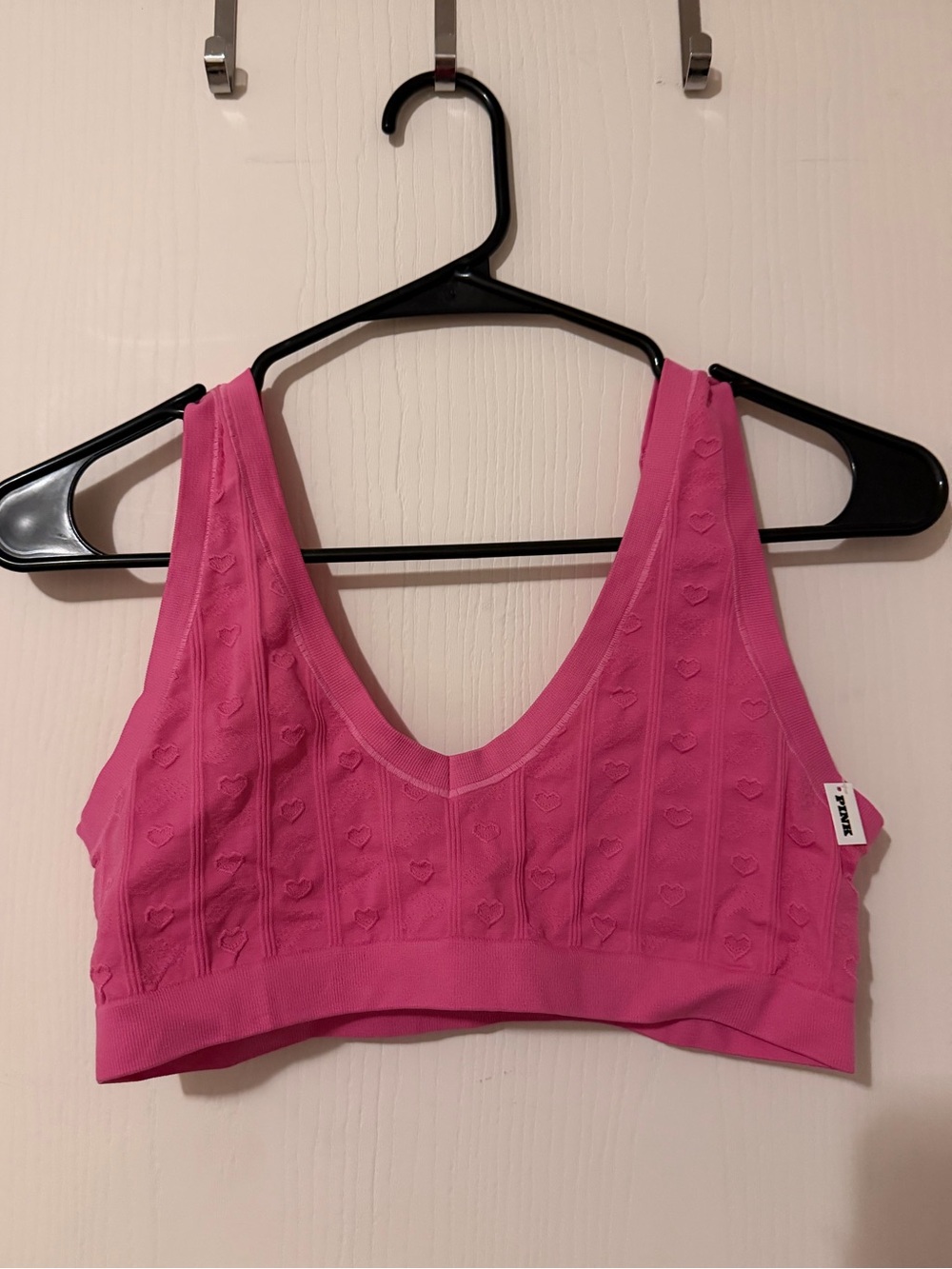 PINK Heart Seamless Bralette NWT Medium Pink
